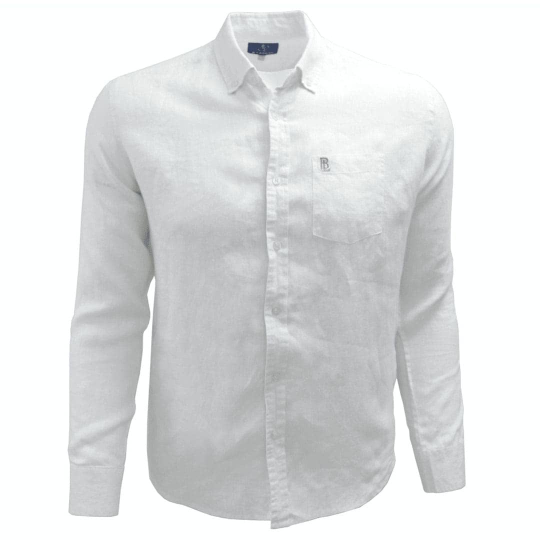 Chemise blanche à manches longues en lin Blacks Legend (Vue de face)