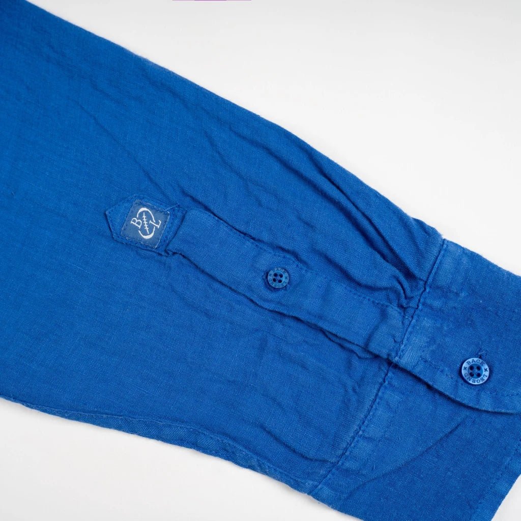 Chemise manches longues femme en lin bleue BACK to LEGEND (zoom manche)
