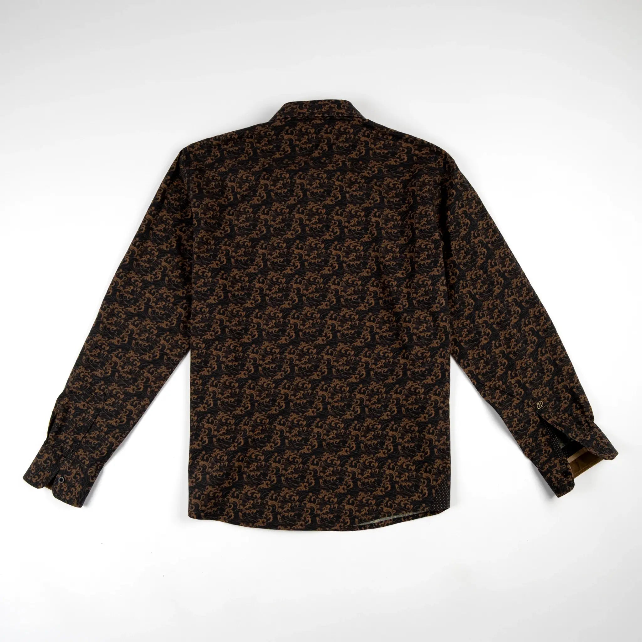 Chemise BACK TO LEGEND à manches longues noire à motif cachemire cuivre (vêtement à plat de dos)