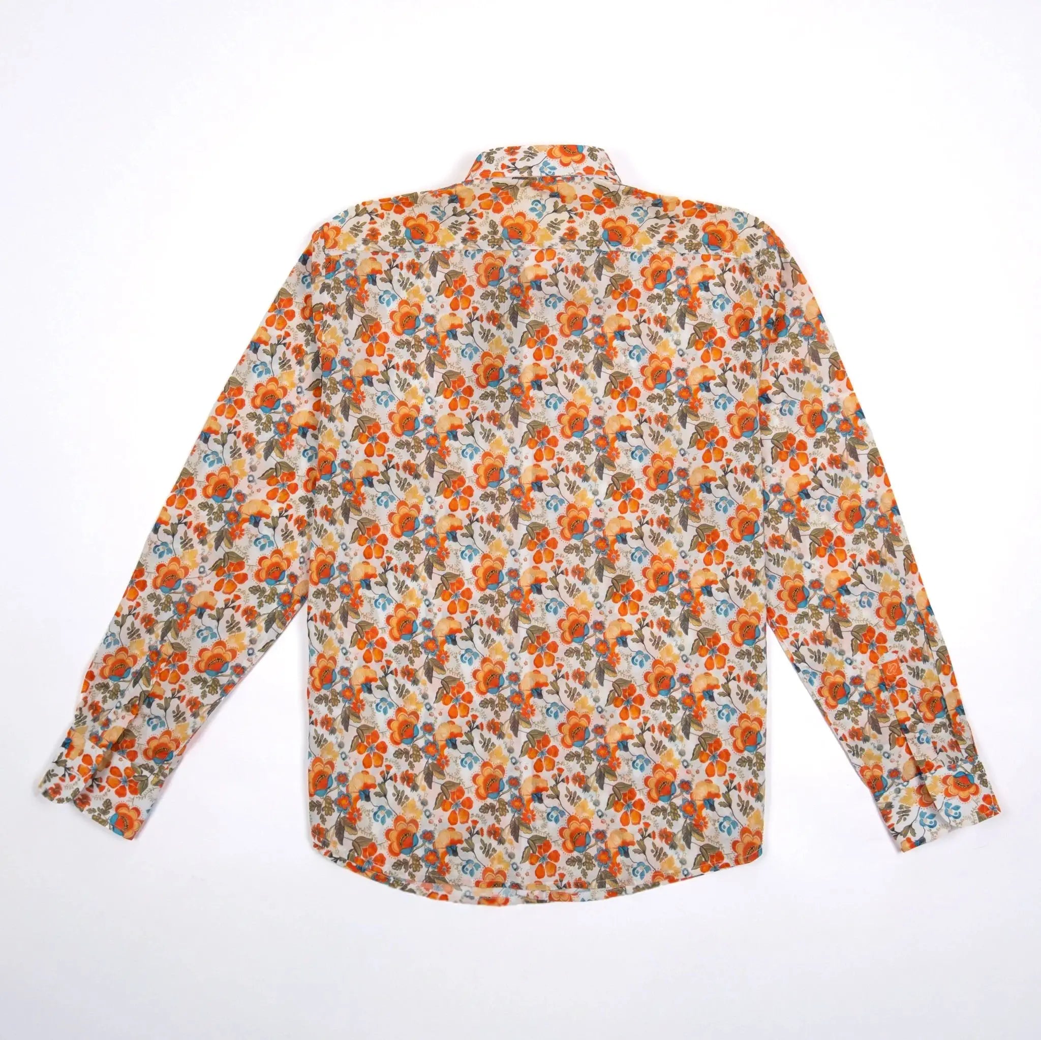 Chemise manches longues légère à motif floral orange BACK TO LEGEND (vêtement à plat de dos)