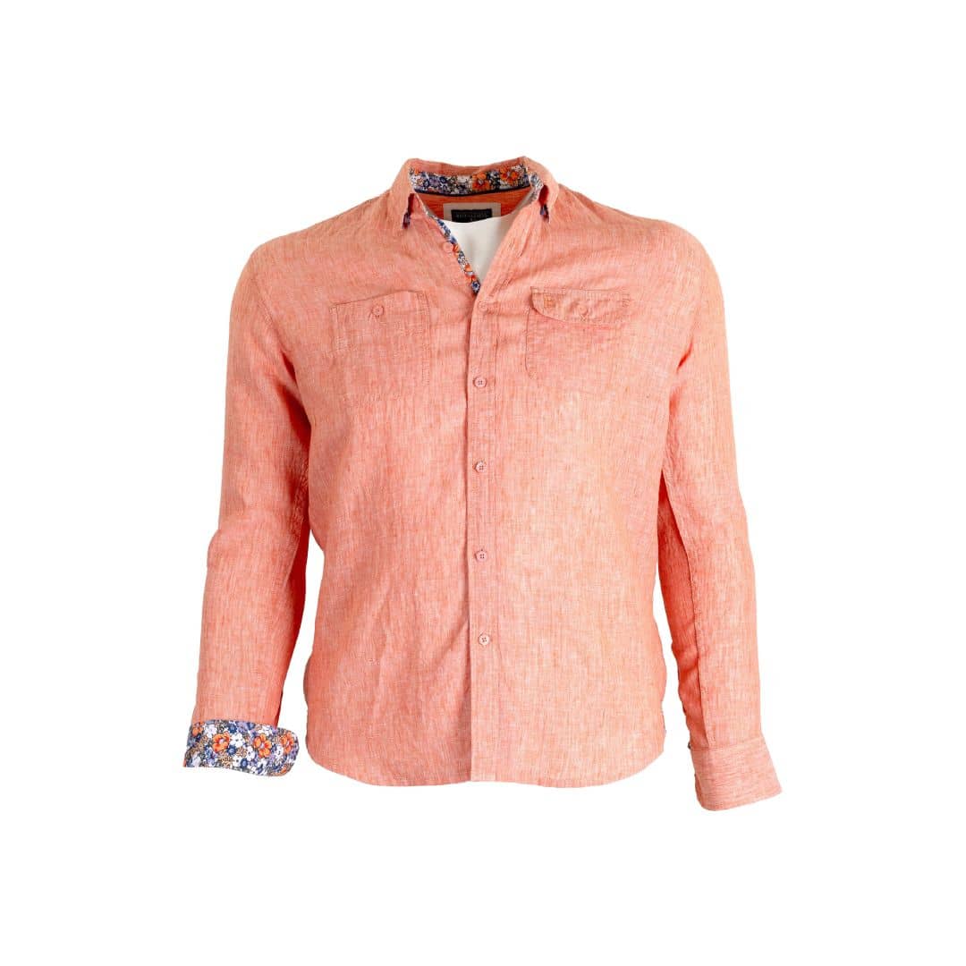 Chemise orange pâle à manches longues 100% lin - Blacks Legend