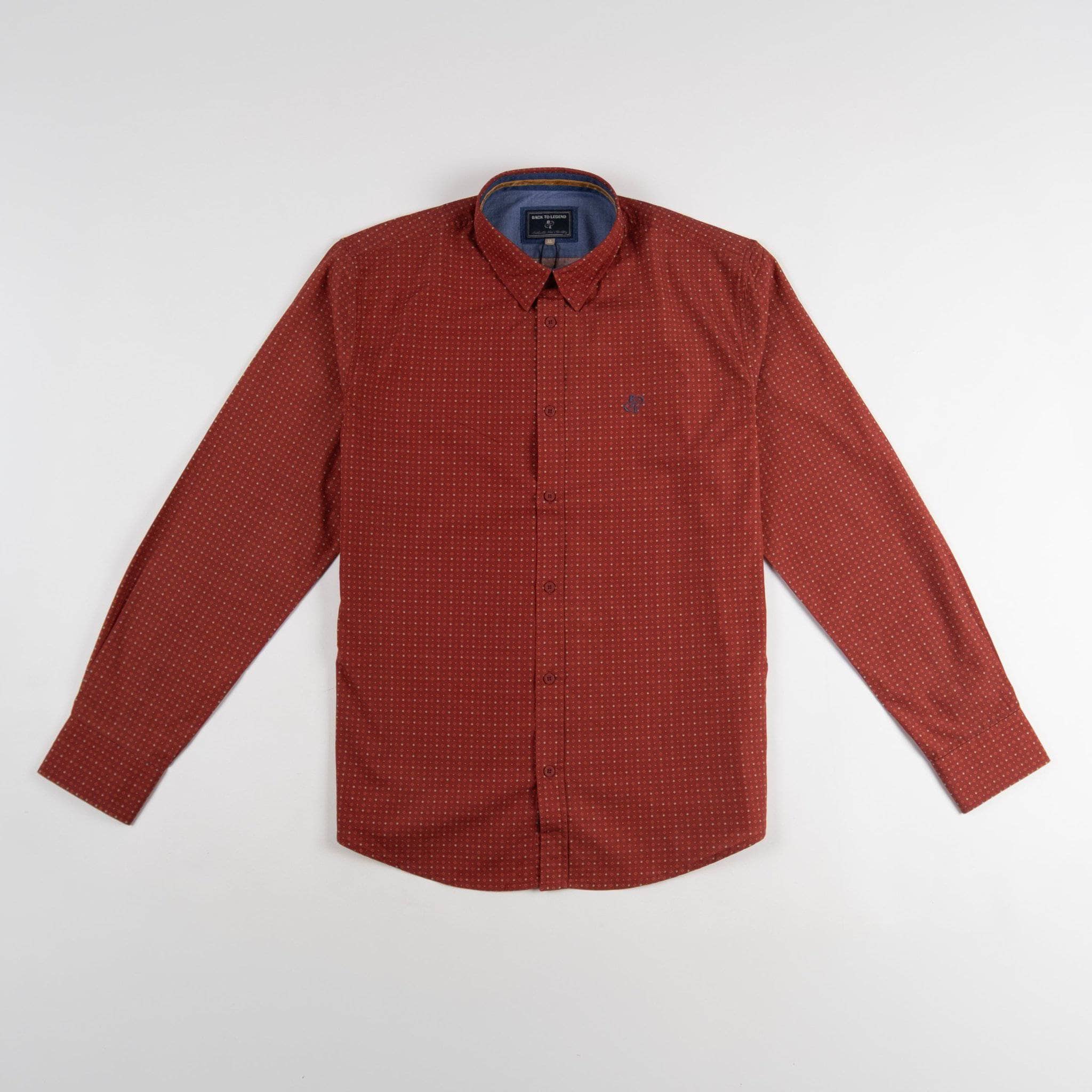Chemise BACK TO LEGEND homme rouge à manches longues en popline (chemise à plat de face)