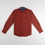 Chemise BACK TO LEGEND homme rouge à manches longues en popline (chemise à plat de face)