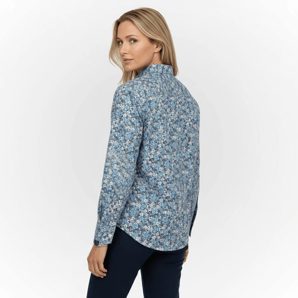 Chemise femme turquoise fleurie à manches longues Blacks Legend (vue de dos)