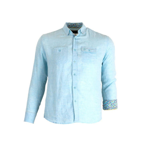 Chemise turquoise à manches longues 100% lin - Blacks Legend