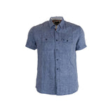 Chemise marine en lin chiné pour hommes - Blacks Legend