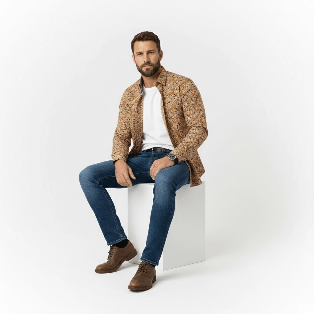 Chemise manches longues beige imprimé automnal BACK to LEGEND