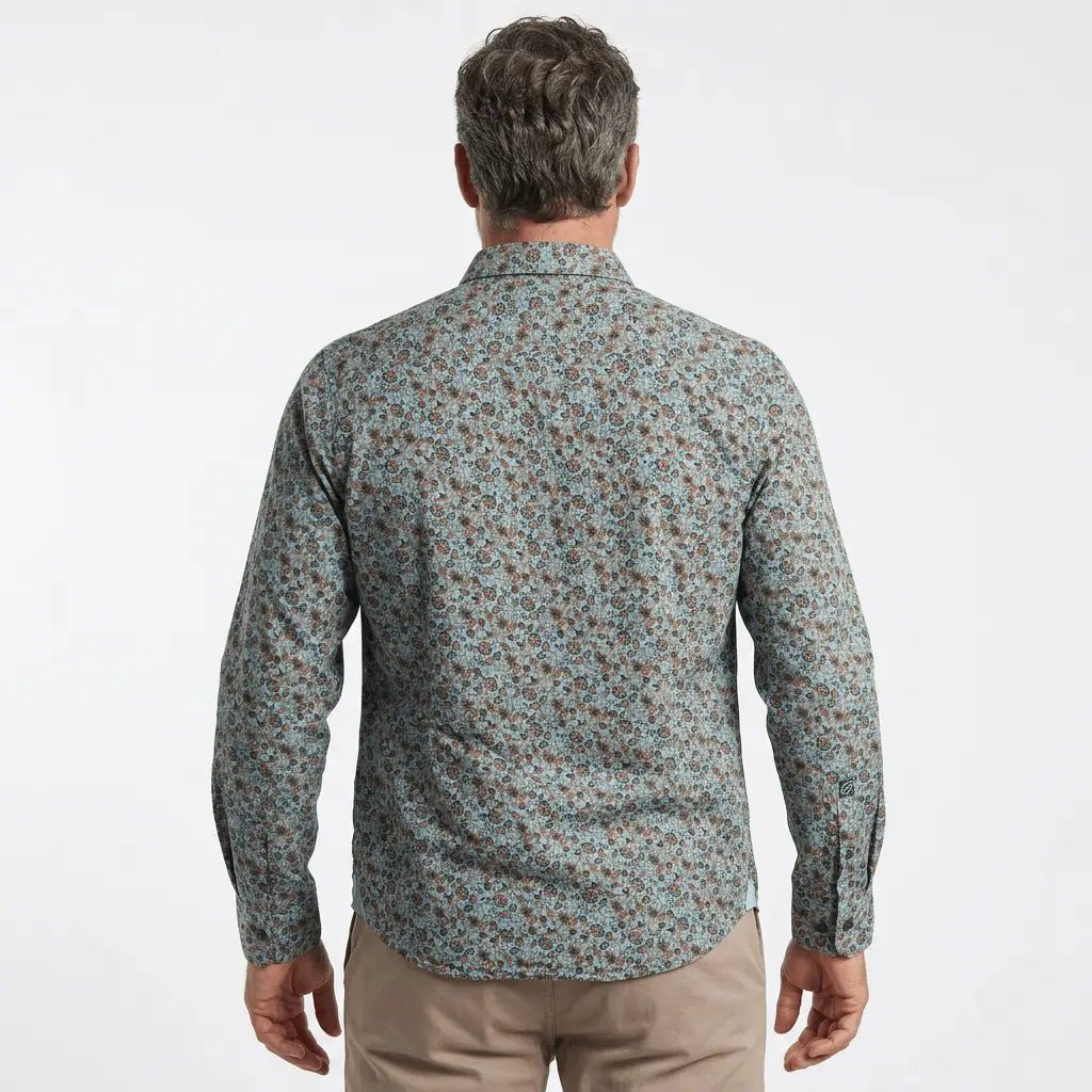 Chemise homme manches longues bleu ciel à imprimé floral BACK TO LEGEND
