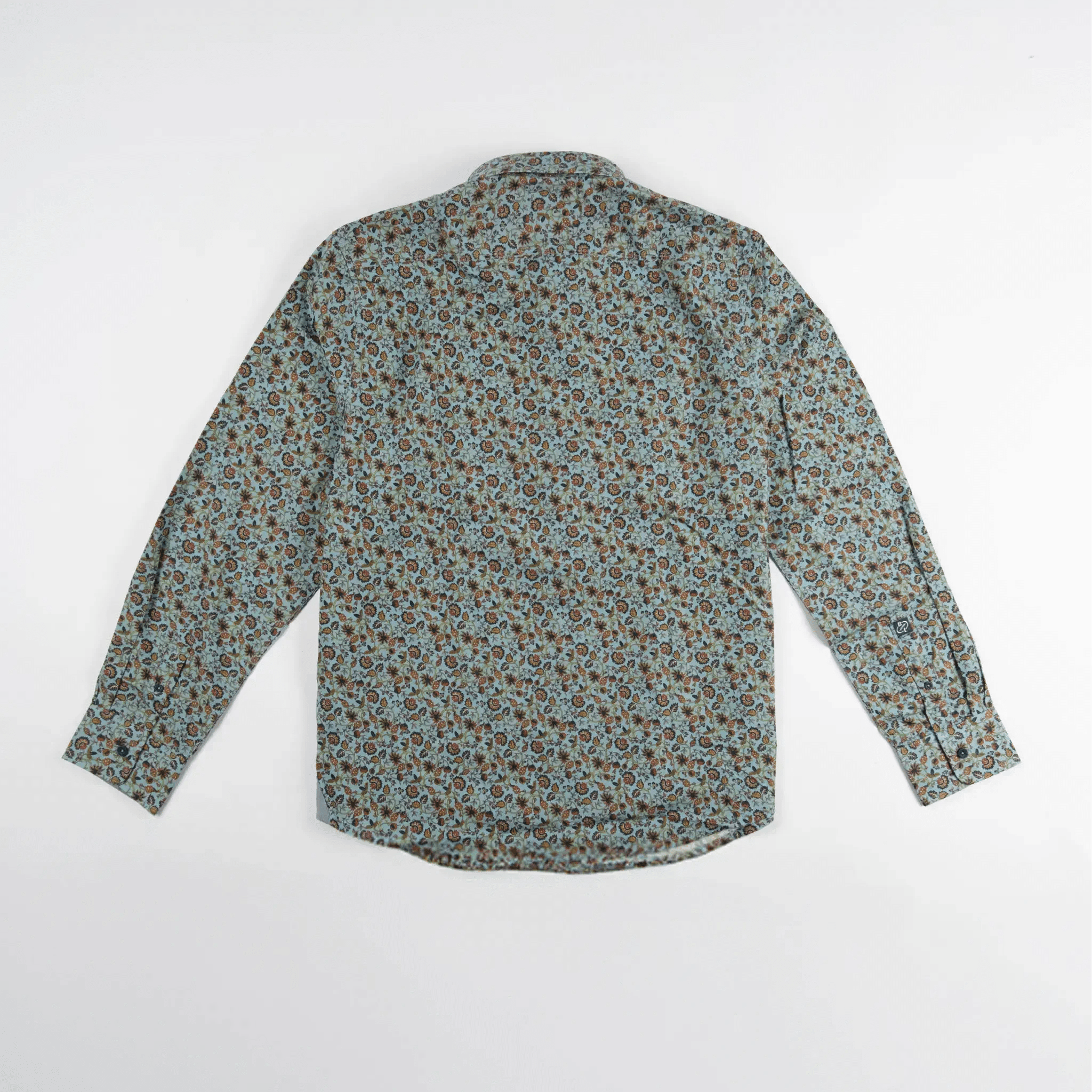 Chemise homme manches longues bleu ciel à imprimé floral BACK TO LEGEND (vêtement à plat de dos)