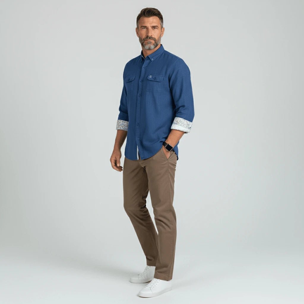 Chemise bleu indigo et sable à manches longues Blacks Legend