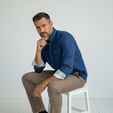 Chemise bleu indigo et sable à manches longues Blacks Legend