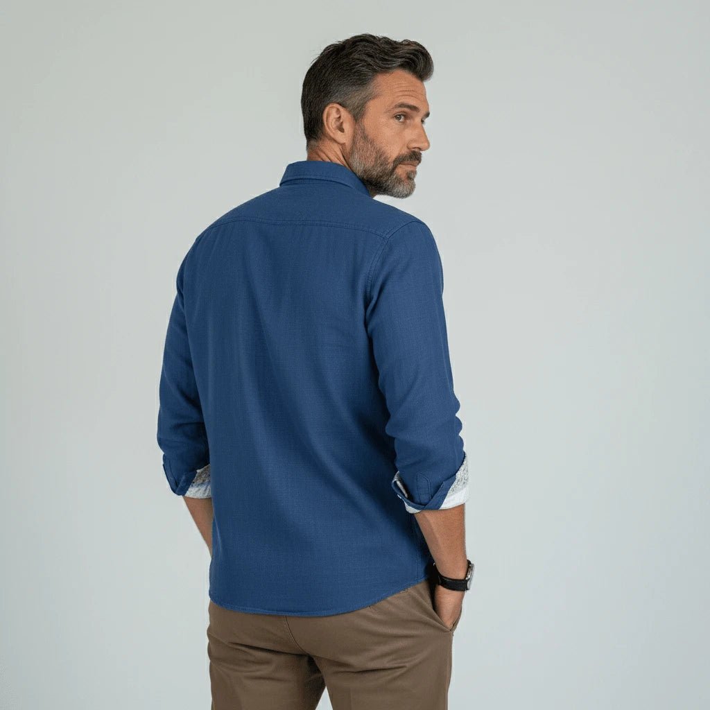 Chemise bleu indigo et sable à manches longues Blacks Legend (vue de dos)