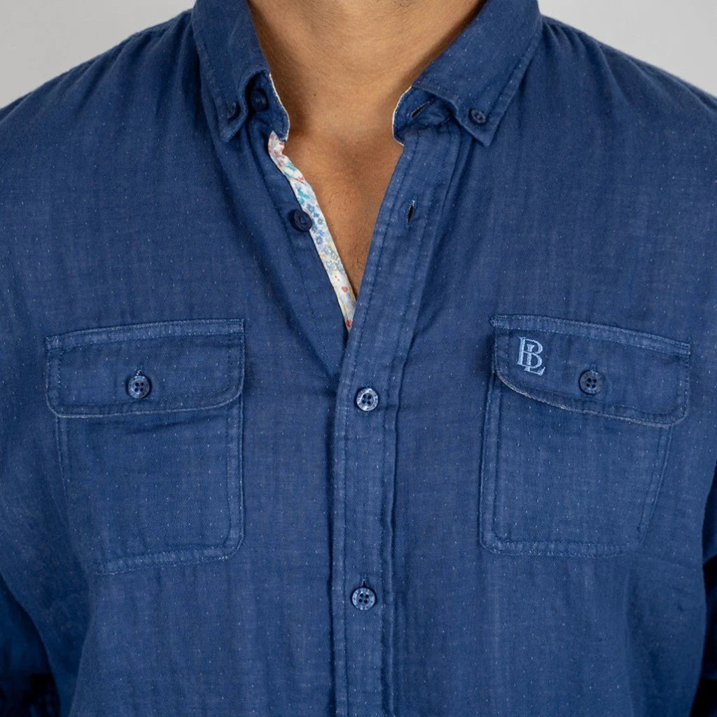 Chemise homme bleu marine à fleurs (manches longues) - Blacks Legend Chemise homme bleu marine à fleurs (manches longues) - Blacks Legend