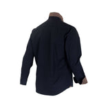 Chemise homme noire en popline à manches longues (vue de 3/4 arrière)