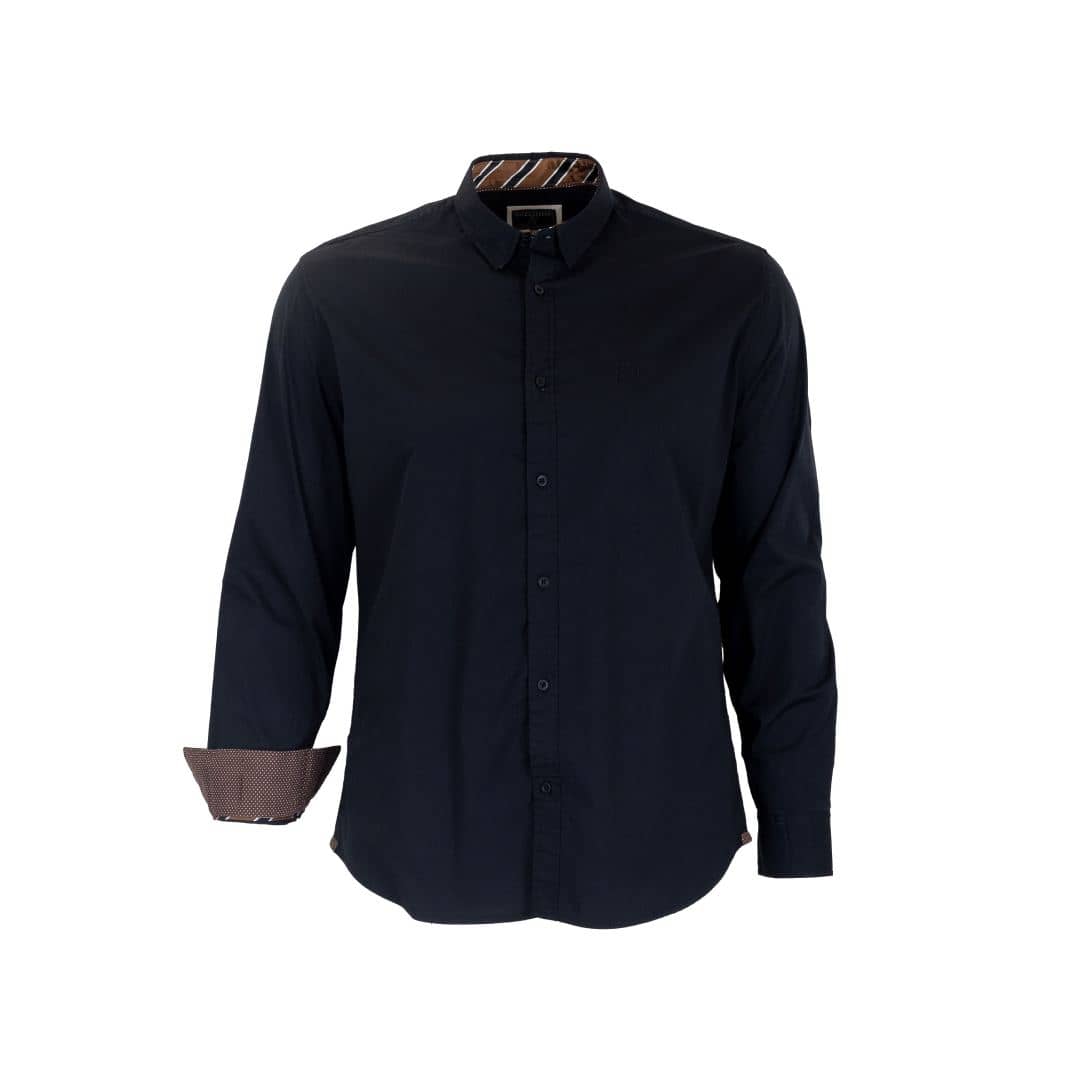 Chemise noire en popline à manches longues pour Homme - Blacks Legend