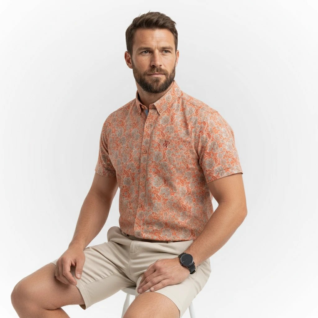 Chemise rose à motif floral pour homme BACK to LEGEND