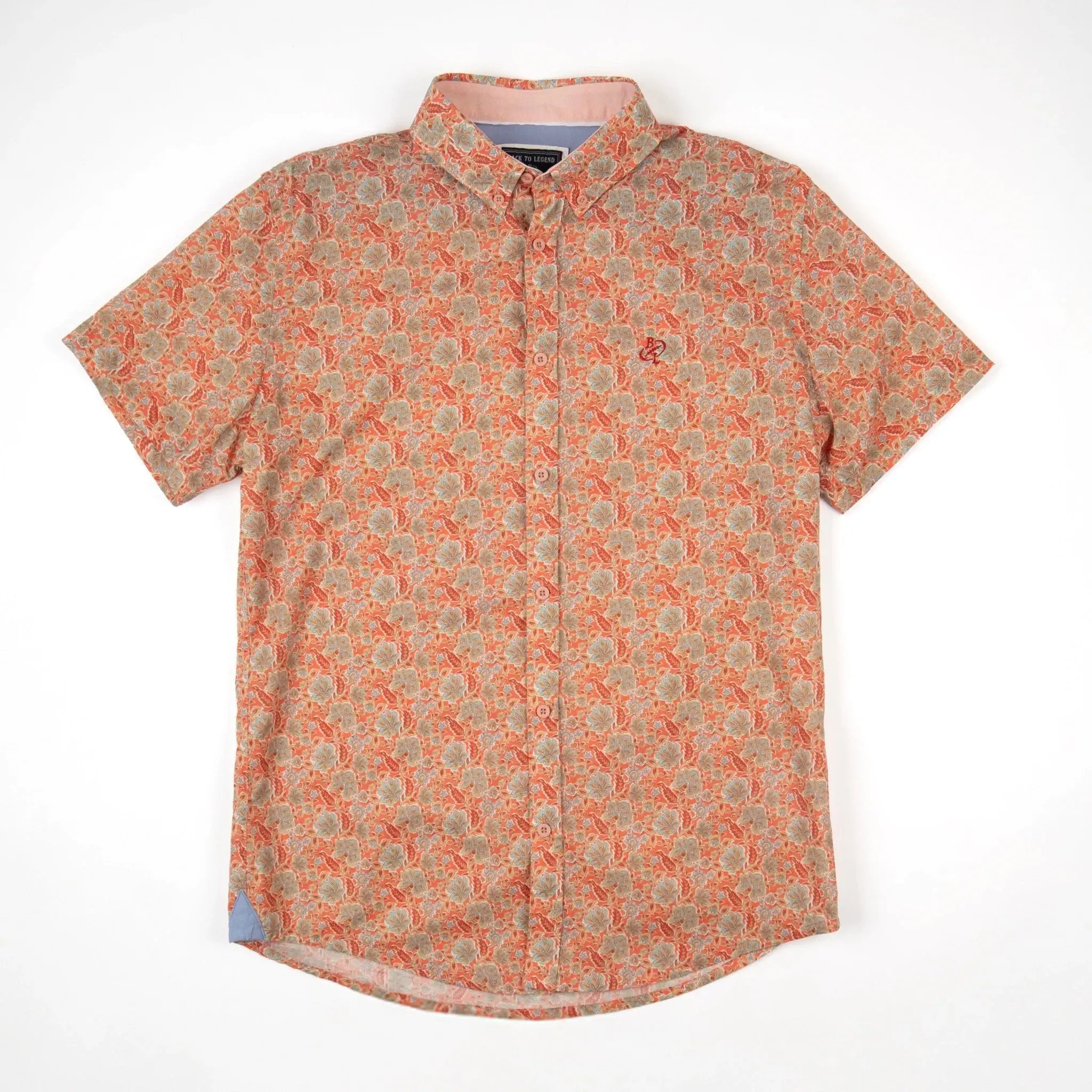Chemise rose à motif floral pour homme BACK to LEGEND (vêtement à plat de face)