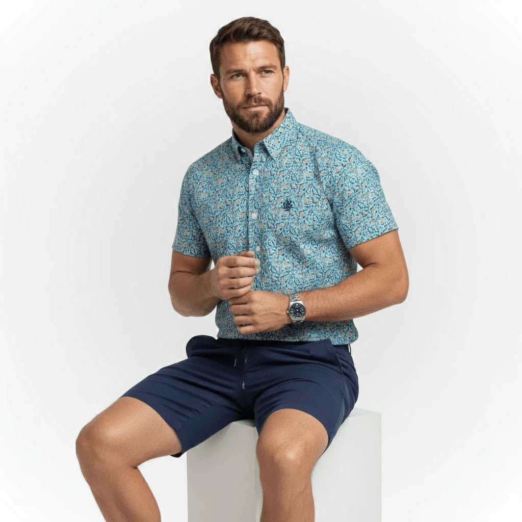 Chemisette fleurie turquoise pour Homme Blacks Legend