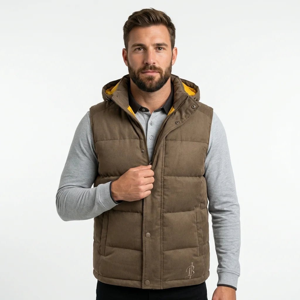 Doudoune sans manches bimatière marron - Back to Legend