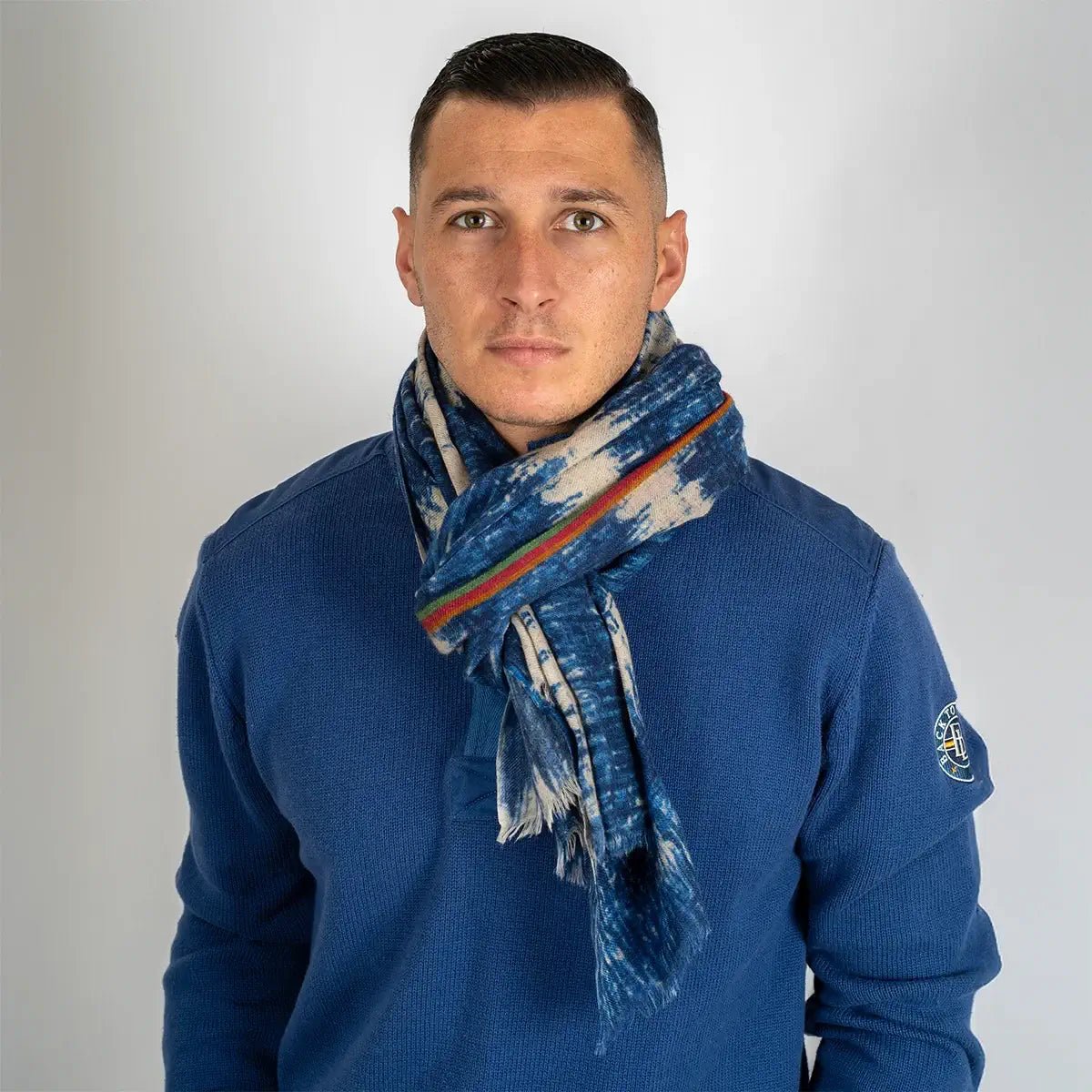 Foulard écharpe en laine bleu effet tye and dye - BACK to LEGEND