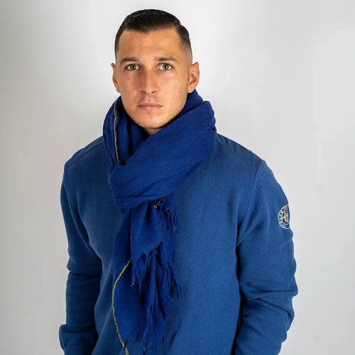 Foulard écharpe en laine bleu roi BACK to LEGEND