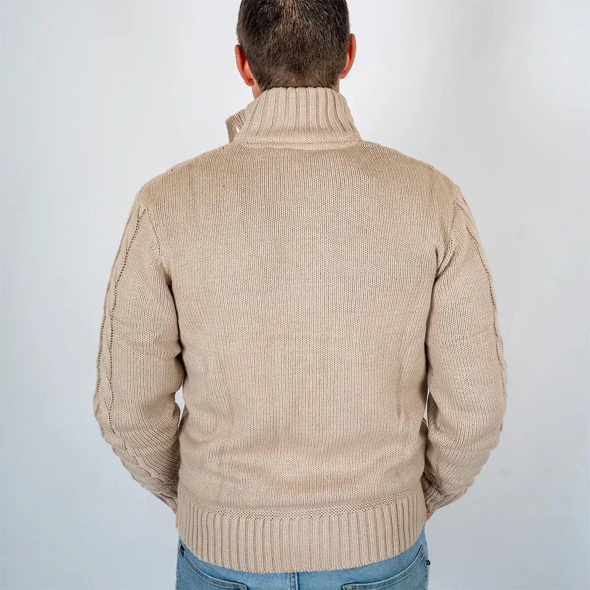 Gilet boutonné et torsadé beige BACK to LEGEND (vue de dos)