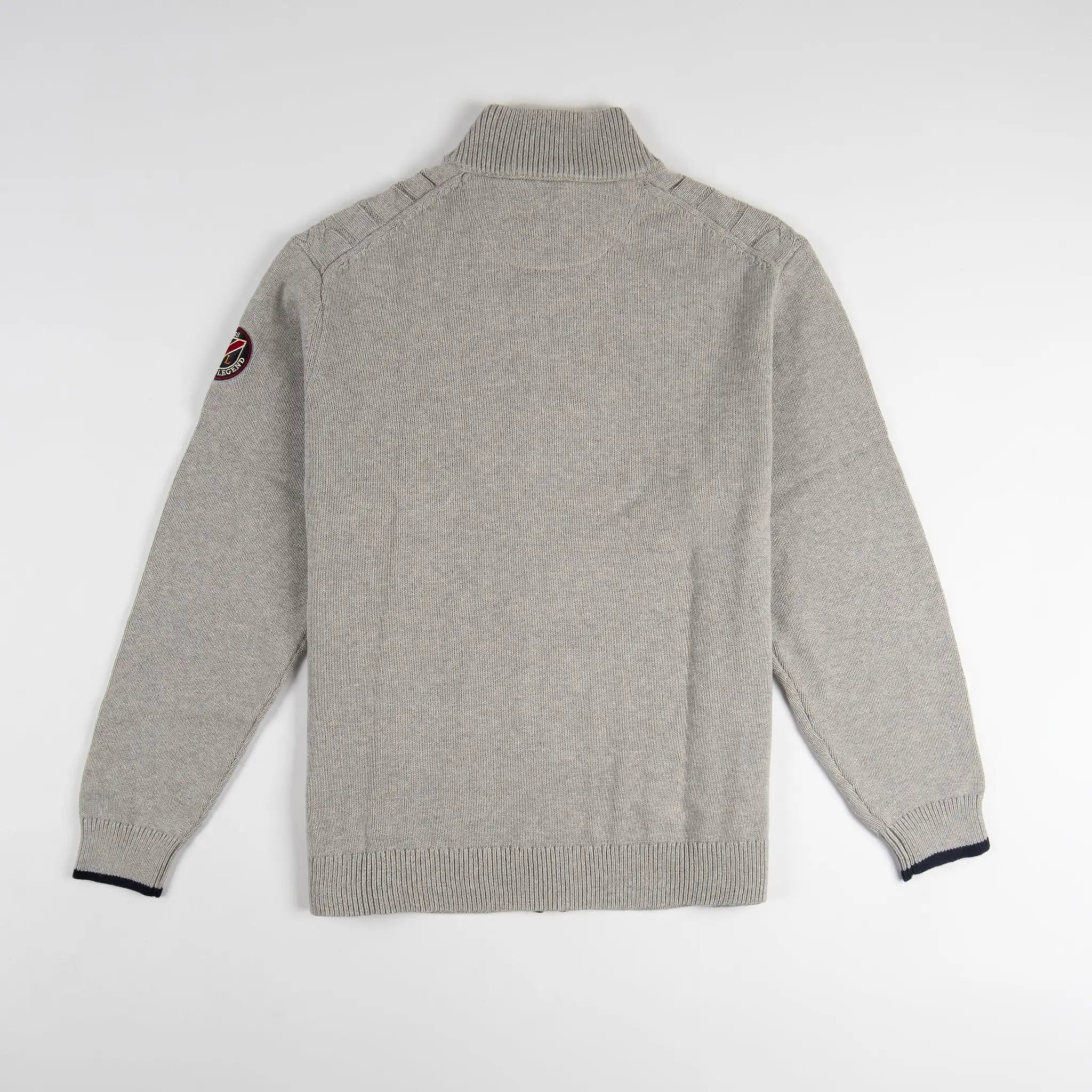 Gilet homme zippé gris chiné à maille torsadée BACK TO LEGEND (vêtement à plat de dos)