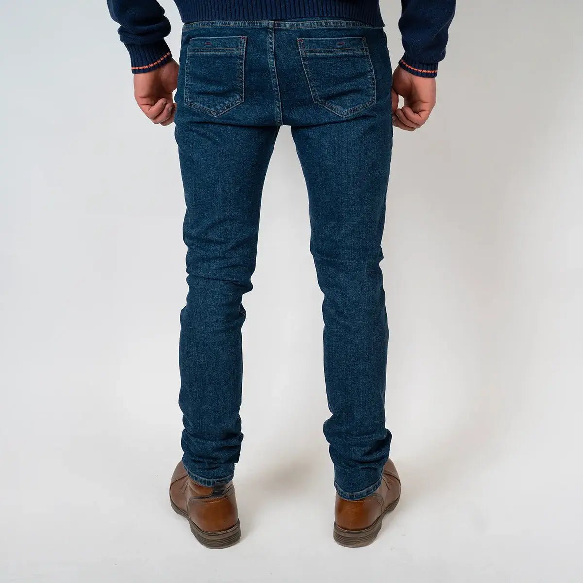 Jeans droit bleu stone wash 5 poches pour Homme BACK to LEGEND (vue de dos)