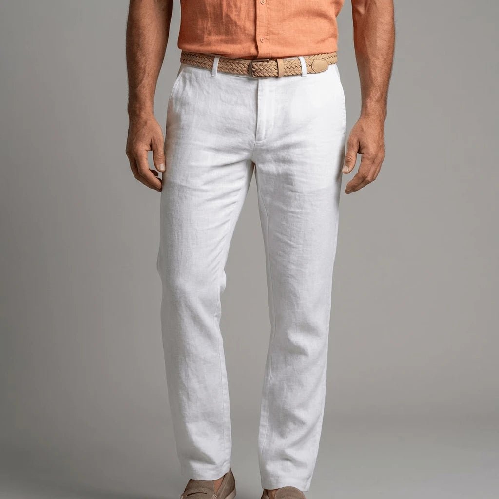 Pantalon blanc 100% lin pour homme BACK TO LEGEND 