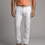Pantalon blanc 100% lin pour homme BACK TO LEGEND 