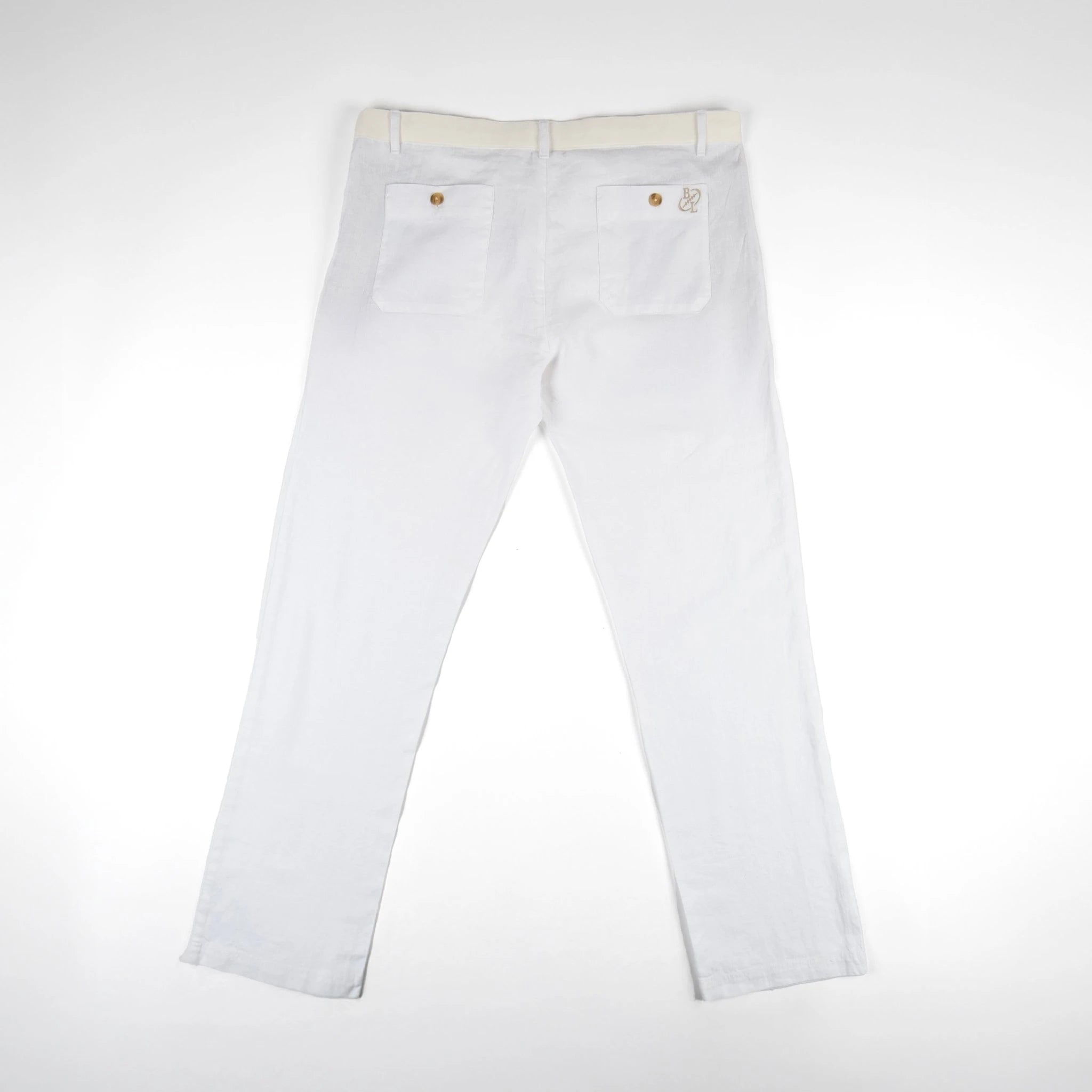 Pantalon blanc 100% lin pour homme BACK TO LEGEND (vêtement à plat de dos)