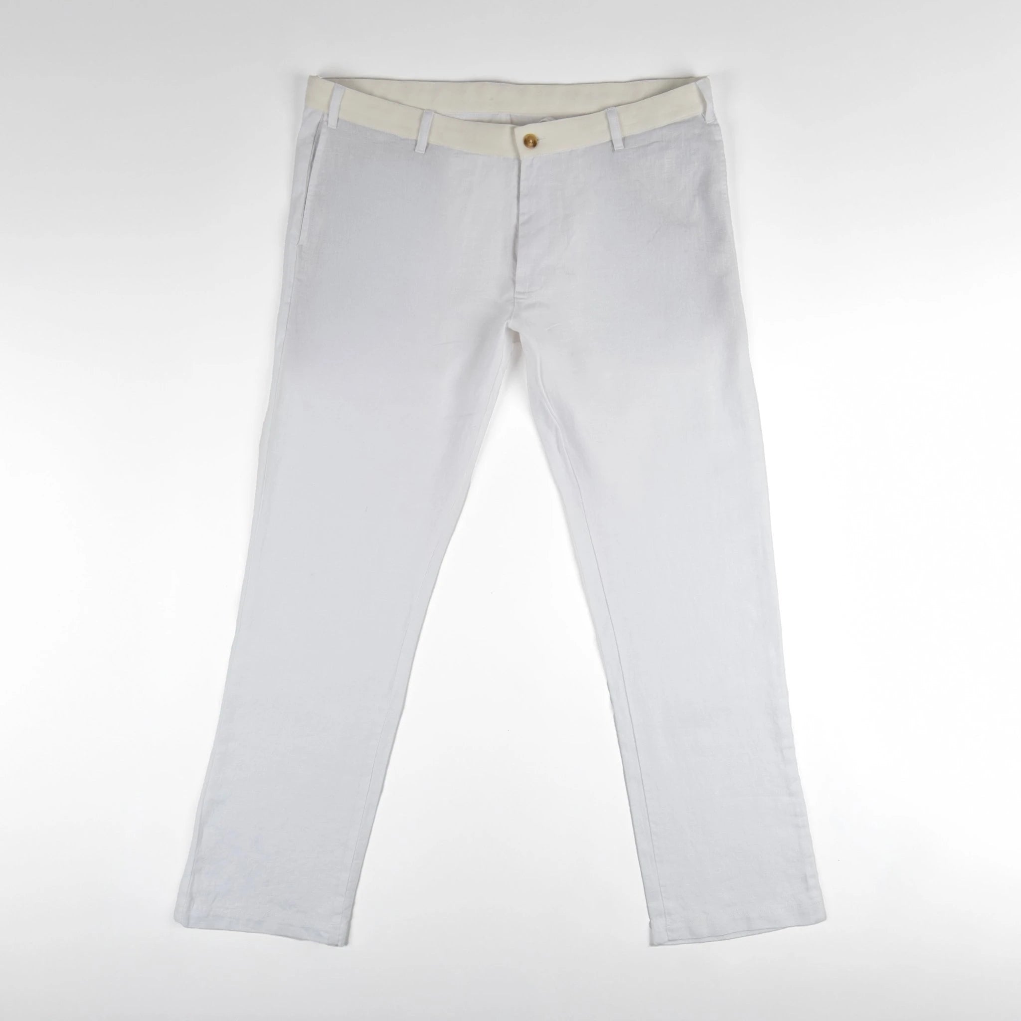 Pantalon blanc 100% lin pour homme BACK TO LEGEND (vêtement à plat de face)