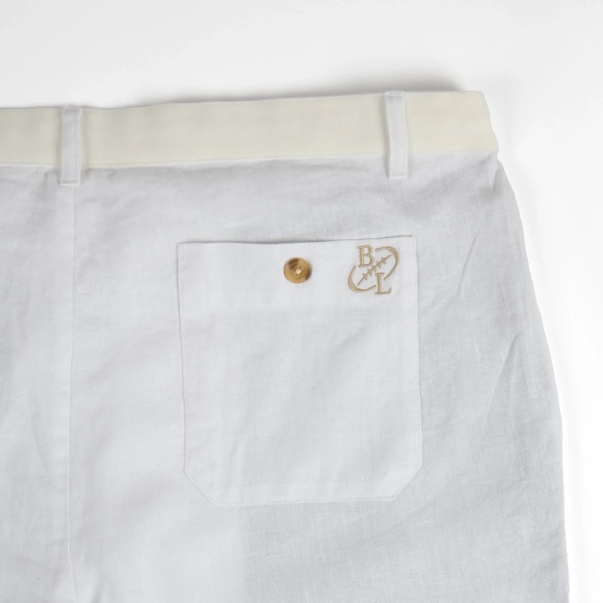 Pantalon blanc 100% lin pour homme BACK TO LEGEND (zoom poche arrière)