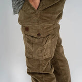 Pantalon cargo kaki en velours pour Homme Blacks Legend (vue de profil)