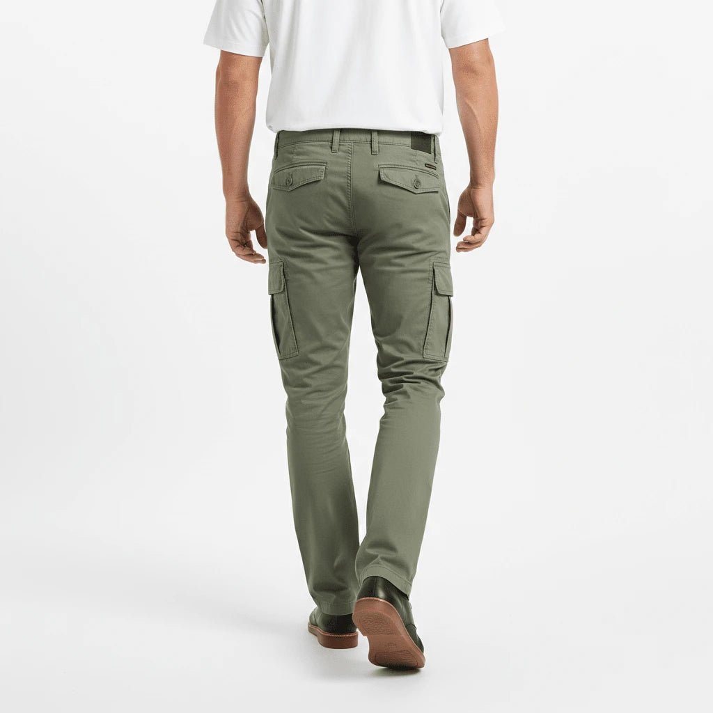 Pantalon cargo kaki pour homme en coton et élasthanne BACK to LEGEND (vue de dos)