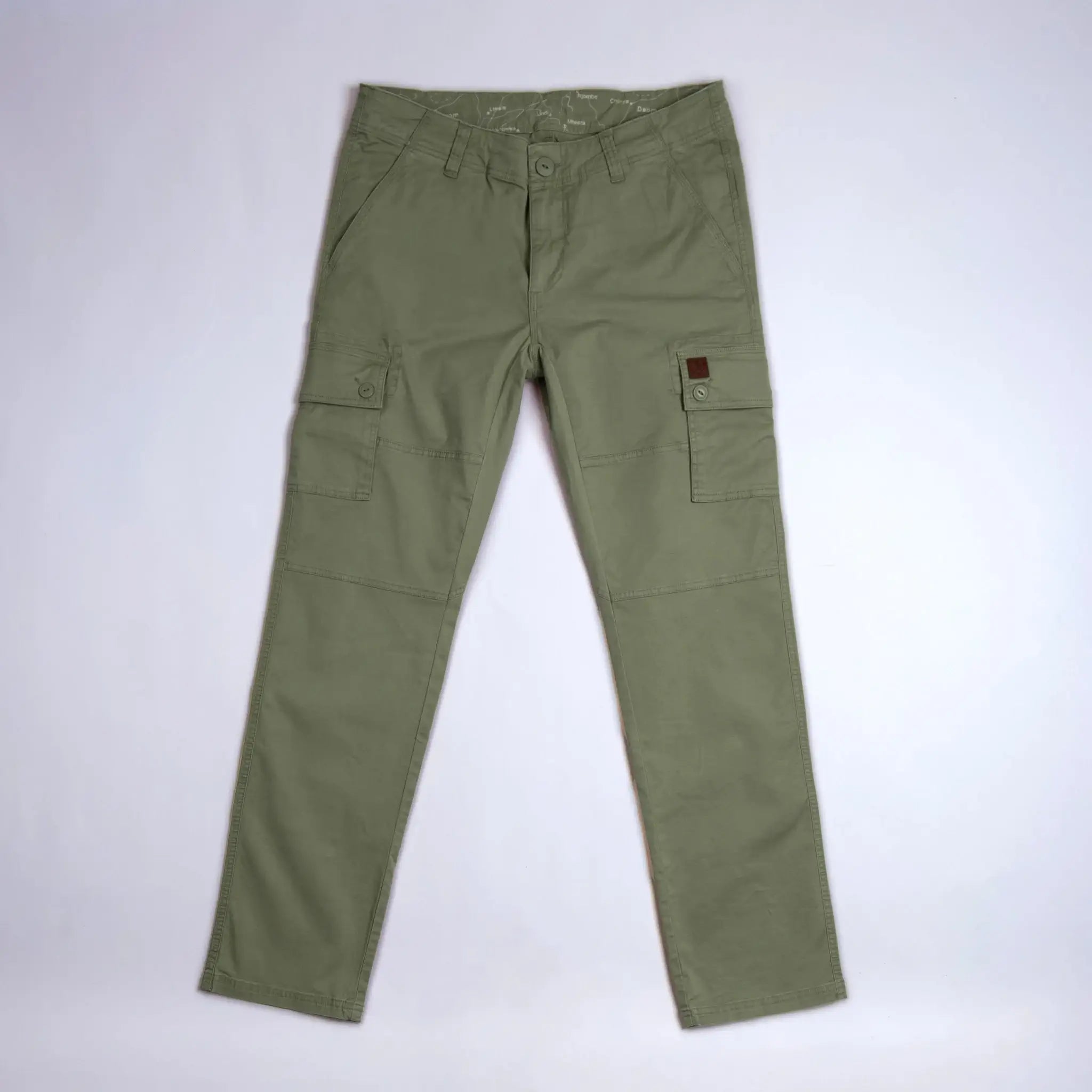 Pantalon cargo kaki pour homme en coton et élasthanne BACK to LEGEND (vêtement à plat de face)
