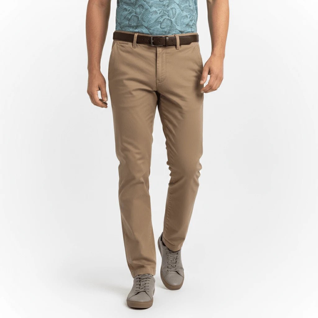 Pantalon chino beige pour homme en coton et élasthanne BACK to LEGEND