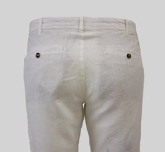 Pantalon blanc en lin pour homme coupe chino (zoom arriere)