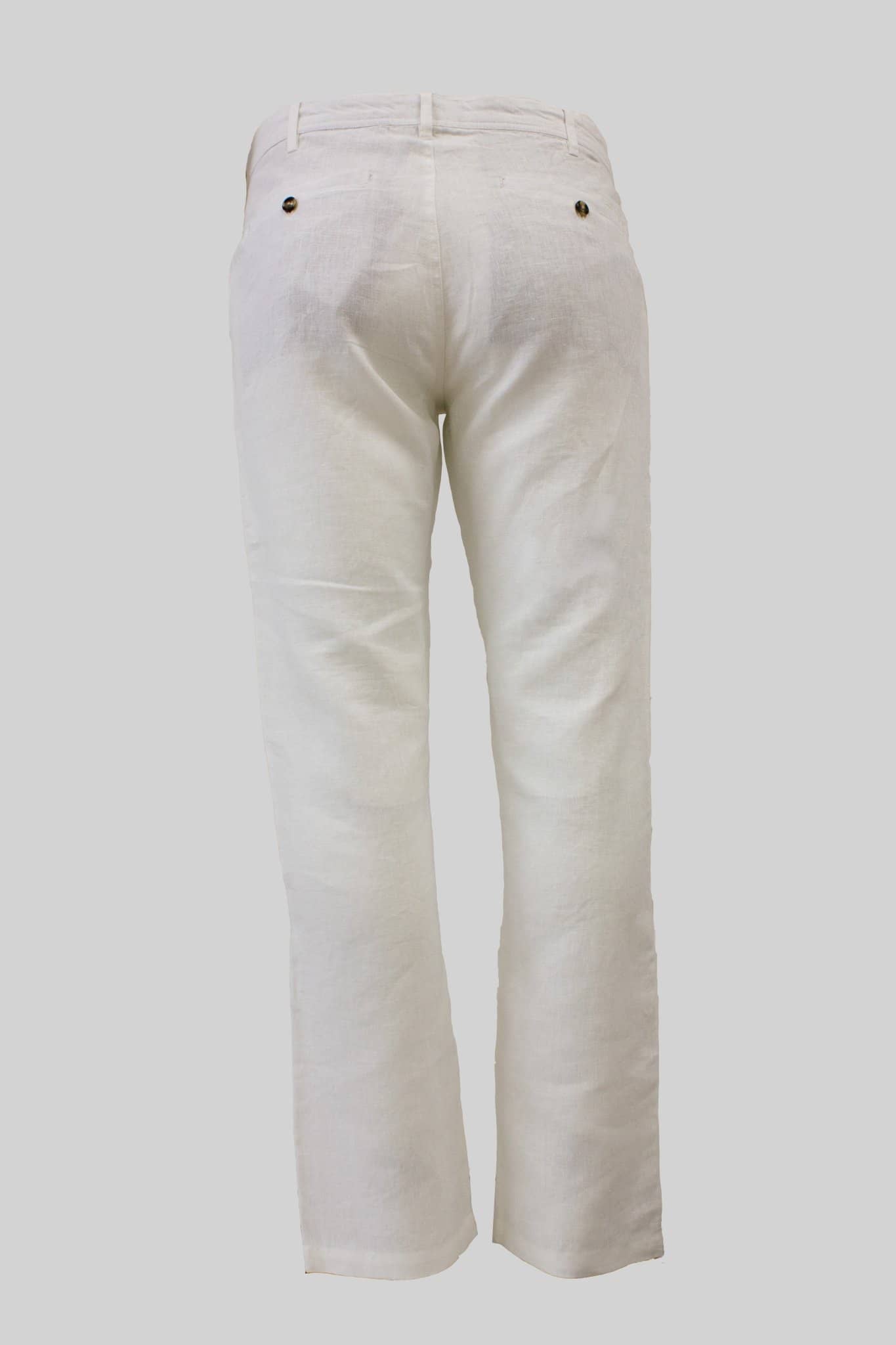 Pantalon blanc en lin pour homme coupe chino (vue de dos)