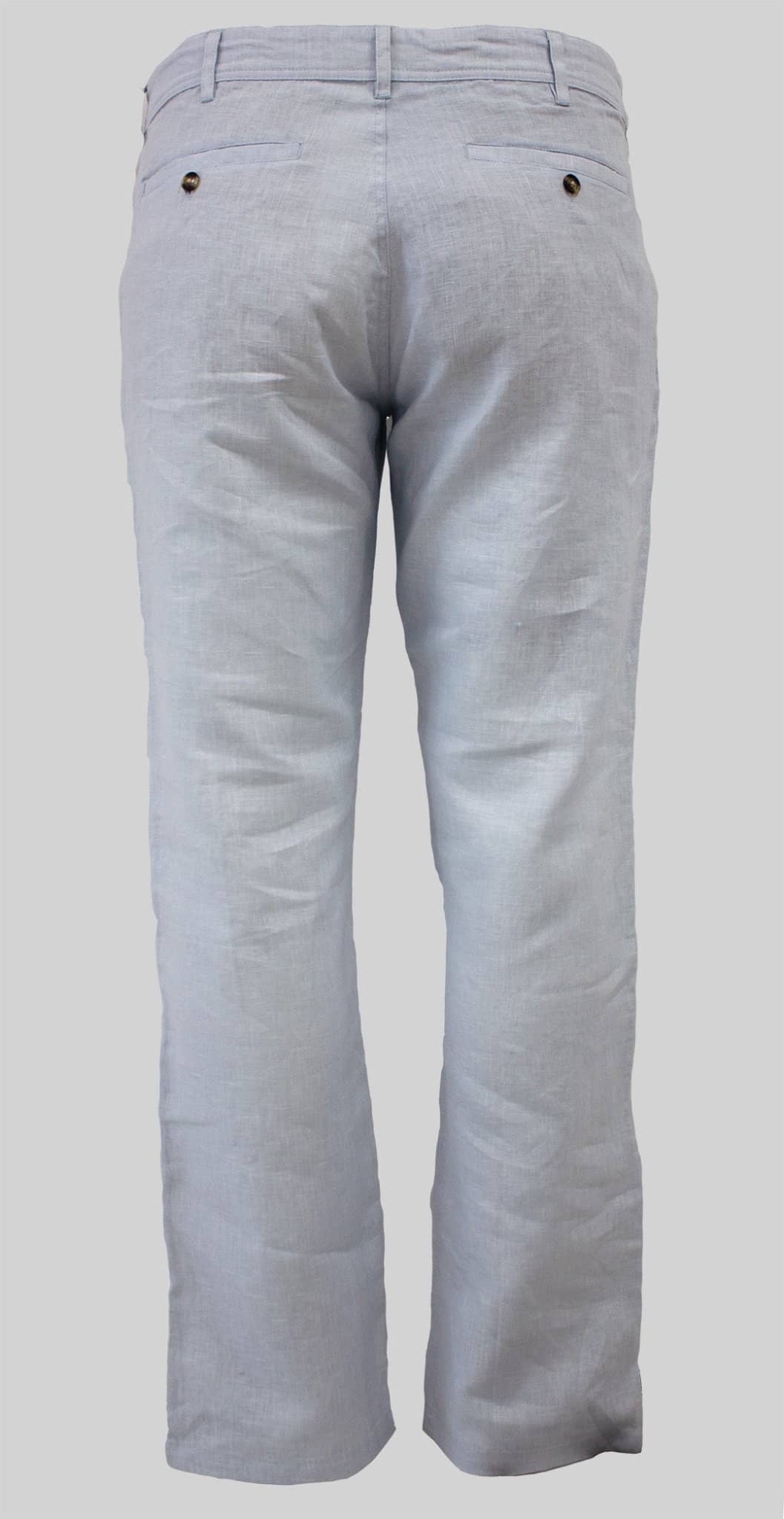 Pantalon chino bleu clair en lin pour Homme (vue de dos)