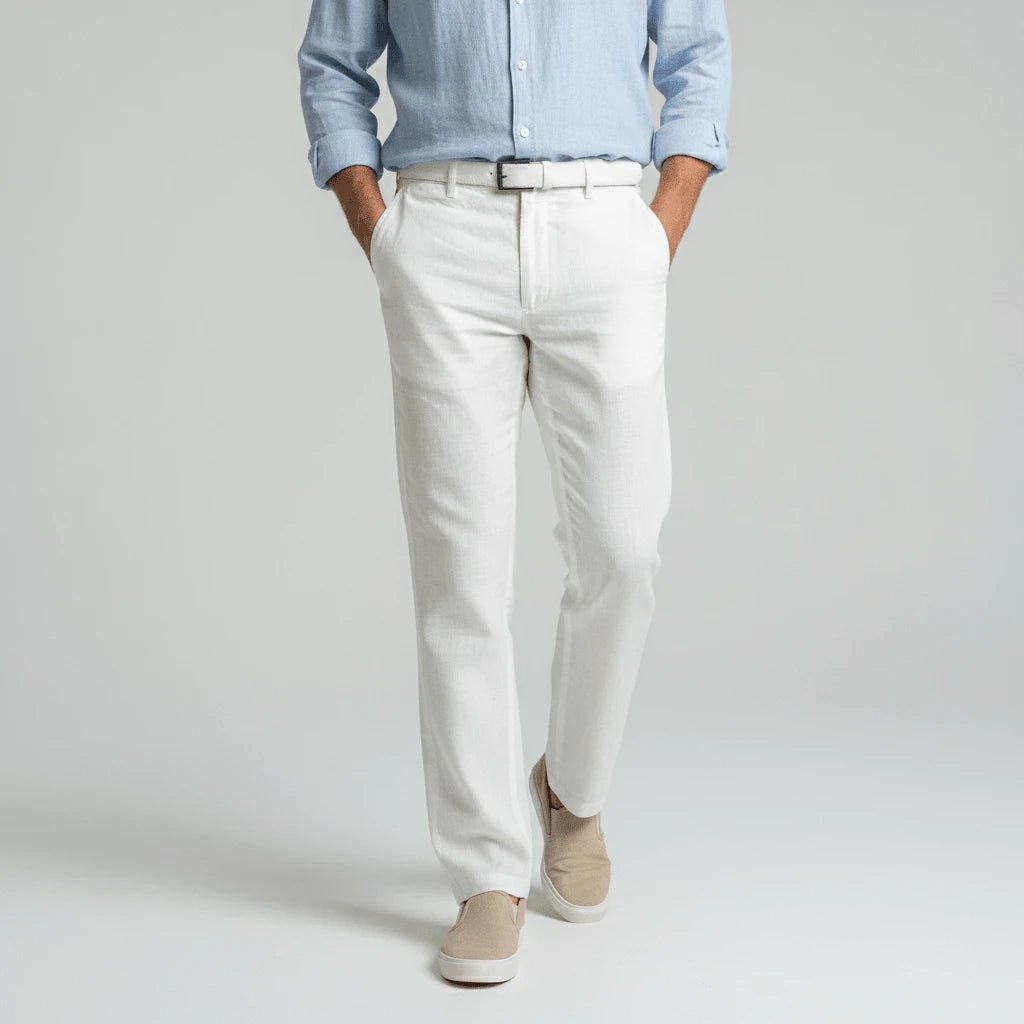 Pantalon blanc en lin pour homme coupe chino Blacks Legend