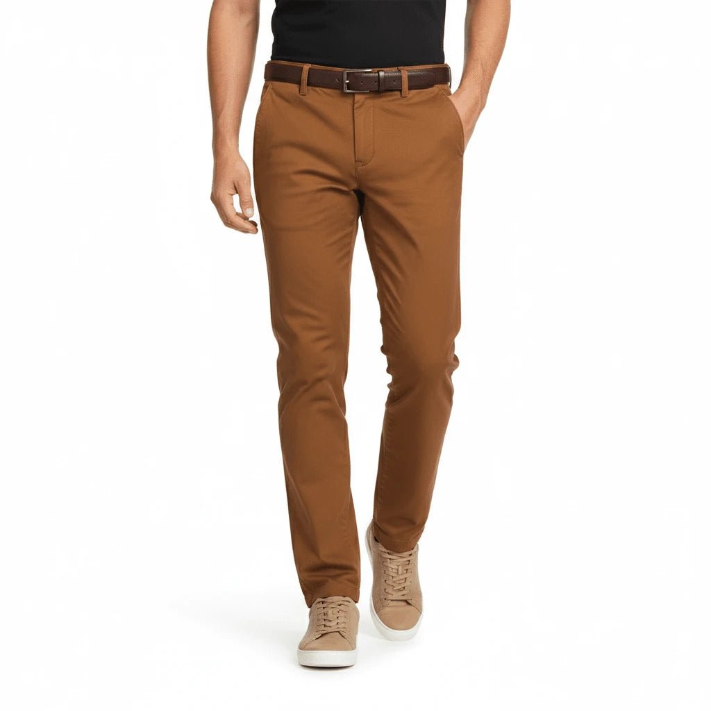 Pantalon chino marron pour homme en coton et élasthanne BACK to LEGEND
