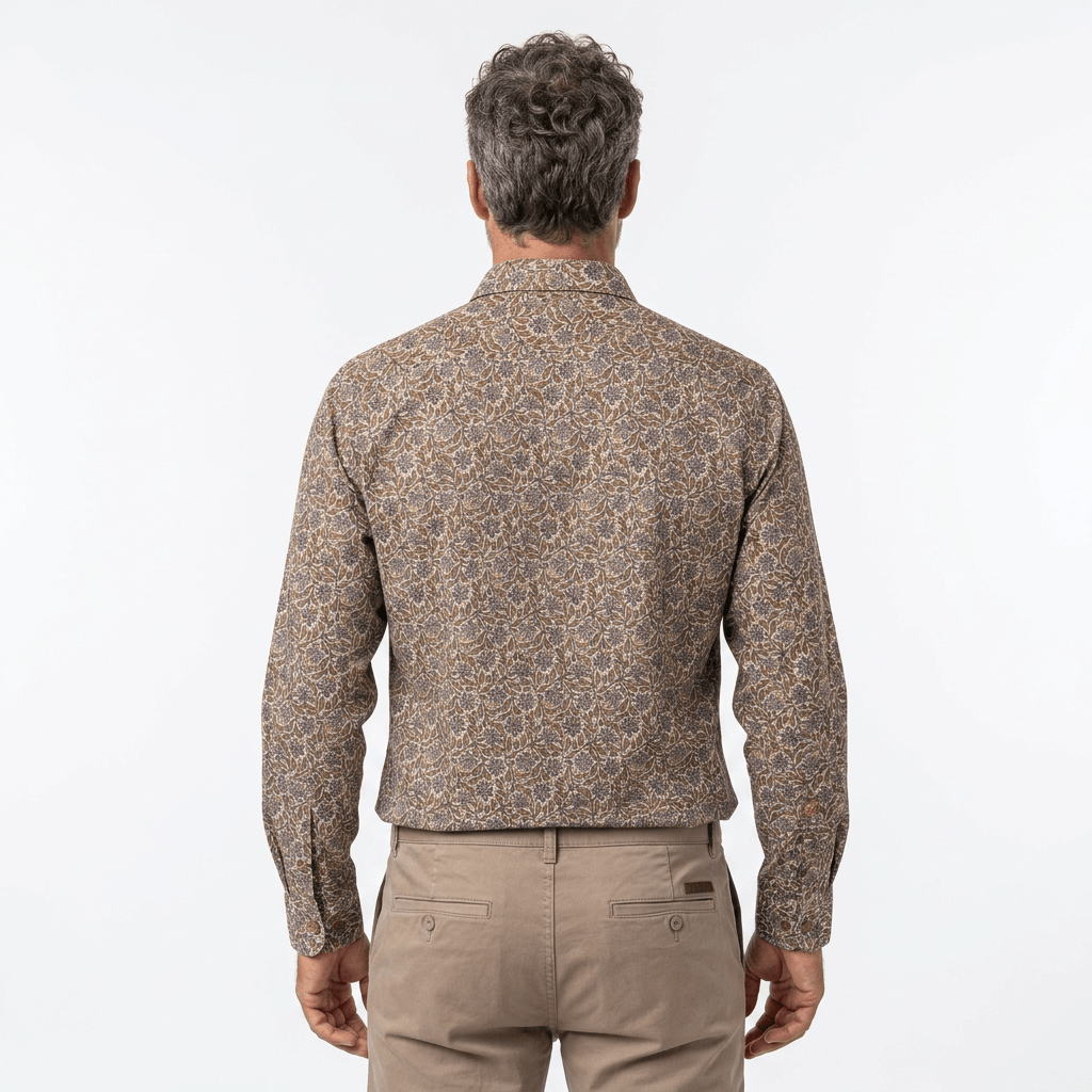 Chemise ml blanc cassé à motif floral