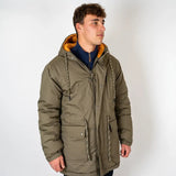 Parka réversible bicolore orange et kaki pour homme BACK to LEGEND (face kaki)