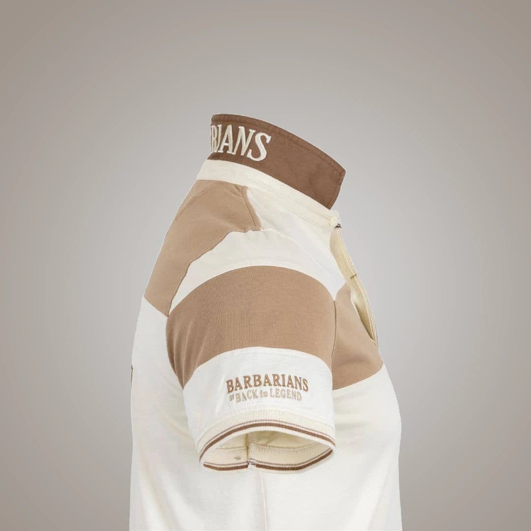 Polo Barbarians bicolore écru/beige (zoom épaule)
