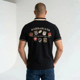Polo Barbarians noir multi badge col contrasté BACK TO LEGEND