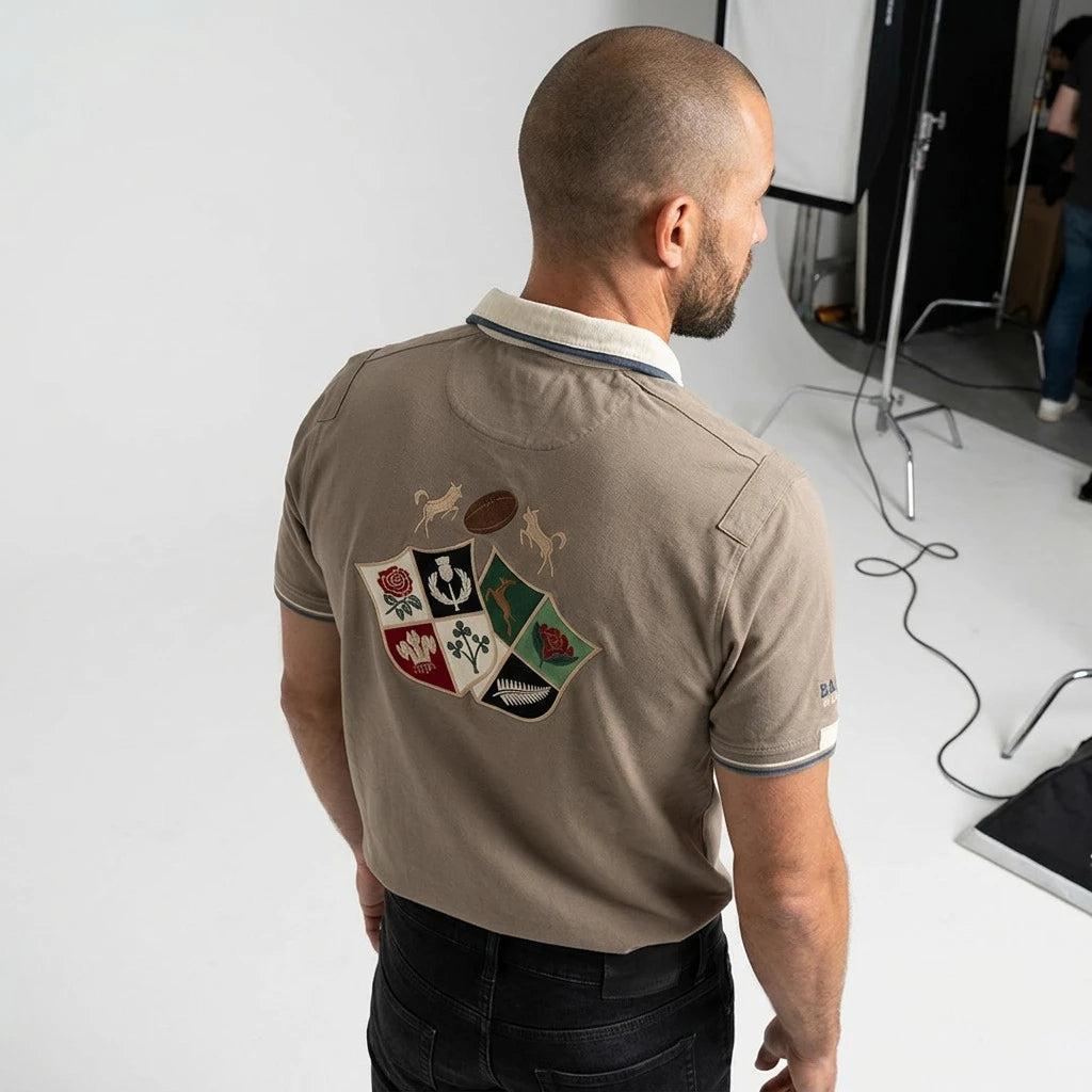 Polo homme Barbarians vert amande toucher peau de pêche BACK TO LEGEND
