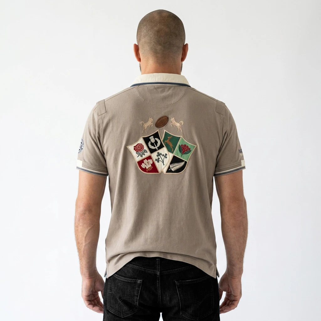 Polo homme Barbarians vert amande toucher peau de pêche BACK TO LEGEND