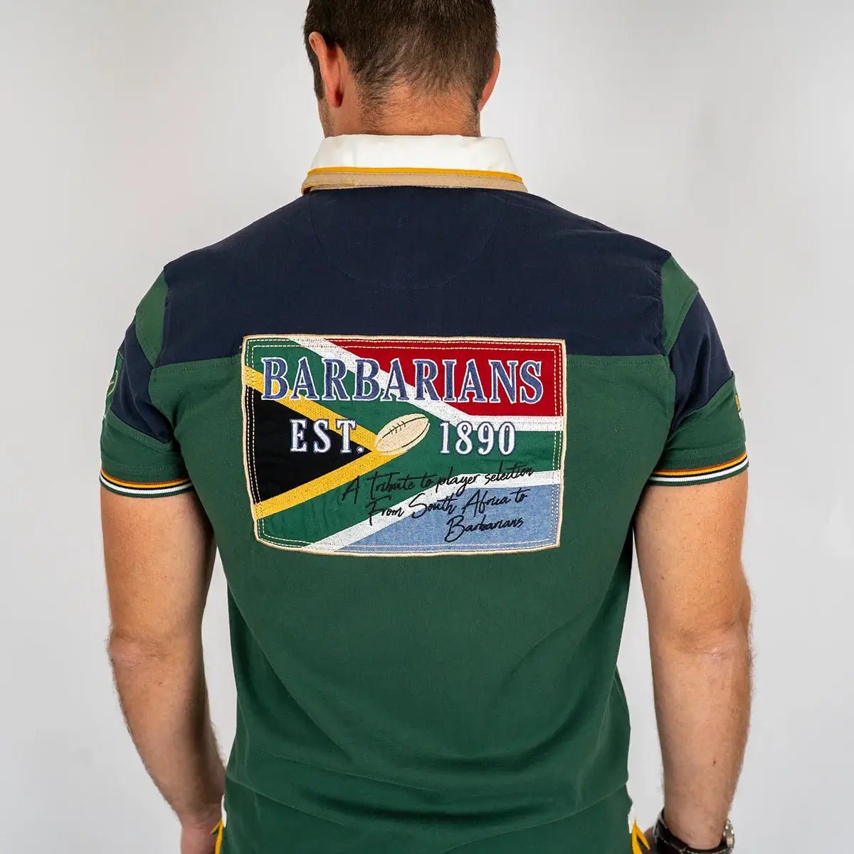Polo Barbarians vert foncé AFRIQUE DU SUD (vue de dos)