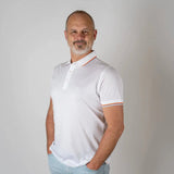 Polo blanc mercerisé pour Homme BACK TO LEGEND (vue de face)